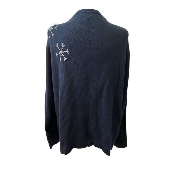 Vtg Main Street Black Hand Made Christmas Design Sweater XL - Picture 2 of 7